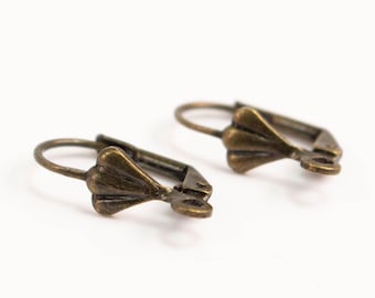 Pendientes de concha con cierre de palanca - 19 x 14 mm - Latón - ELL14 - 50 unidades - Paquete a granel