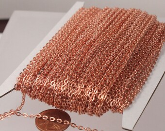 NEW Sale 12 Ft. of Bright Copper Plated Flat Cable Chains - 3x2.2mm unsoldered - 322FLAT