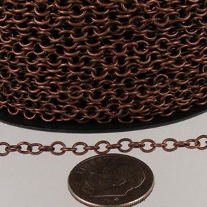 100 Fuß Spule aus antikem Kupfer fertigte runde KREIS-Kabelkette - 3,2 mm - ungelötetes Glied - 32CIRCLE