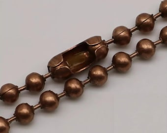 10 collares de cadena de bolas con acabado chapado en cobre antiguo: 24 pulgadas, 3,2 mm