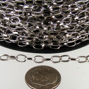 NEW Low Price 5 ft. of Rhodium Plated Drawn Cable Chain - 6.3x3.5mm Unsoldered Link - 6335DR