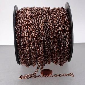 Antique Copper Chain bulk Chain, 10 ft of Antique Copper Finished Big Heavy Cable chain - 6.0x4.5 1.2mm unsoldered links