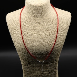 Red Cotton Necklace Cord: Adjustable 18 - 20 inch, Rhodium Clasp image 3