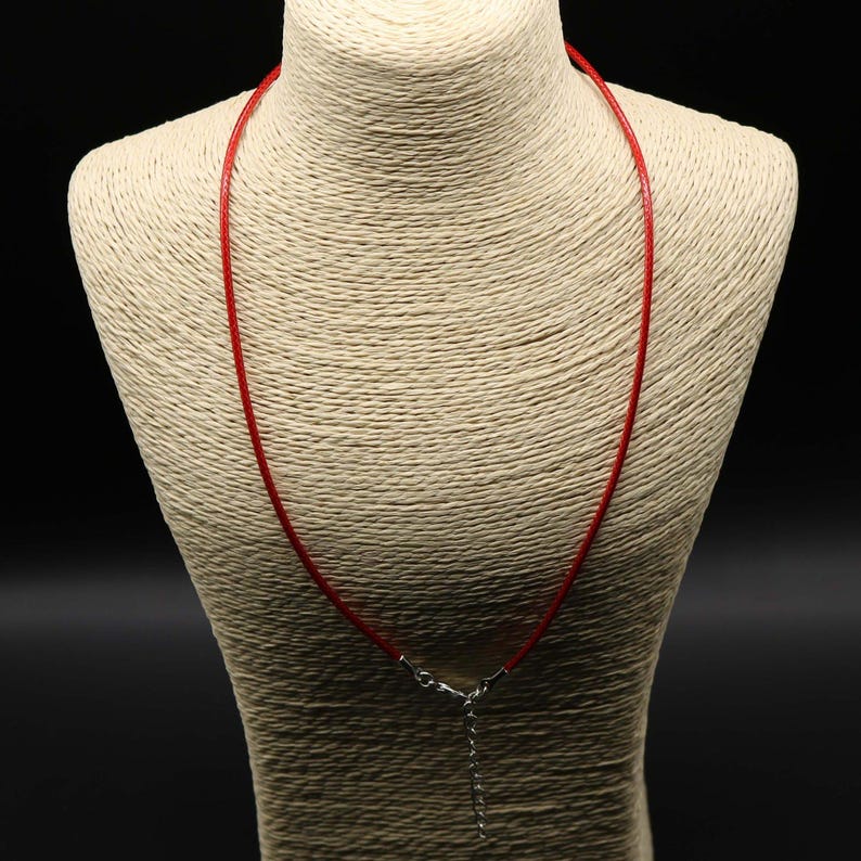 Red Cotton Necklace Cord: Adjustable 18 - 20 inch, Rhodium Clasp image 3