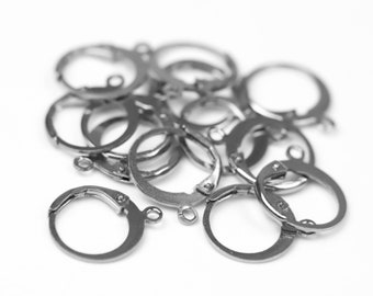 Stainless Steel ROUND Leverback Earring - 20 Pcs - Ear Wire Surgical Steel Earring - 12X9mm