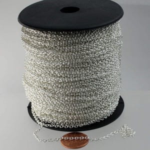 Silver Plated Round Cable Chain - 3.0x2.1mm Unsoldered Links - 322CA 32 feet - Bulk Spool