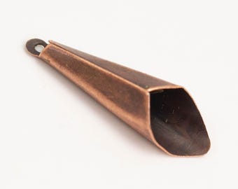 Antique Copper Plated finished Plain cone dangle - 25x6.5mm 20 pcs - Bulk Pack