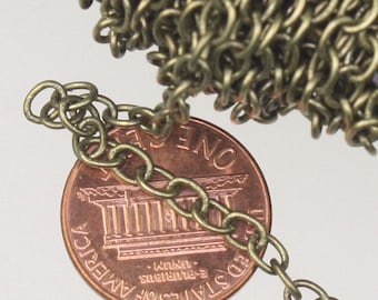 Antique Brass Finish Cable Chain: 4x5mm Thick Soldered Link Plated Fill 10 feet