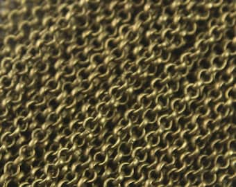 Antique Bronze ROLO Chain bulk, 32 ft of SOLDERED BRASS Rolo Chain - 2.0mm 2mm Soldered Links -  Wholesale Bulk - 20BL