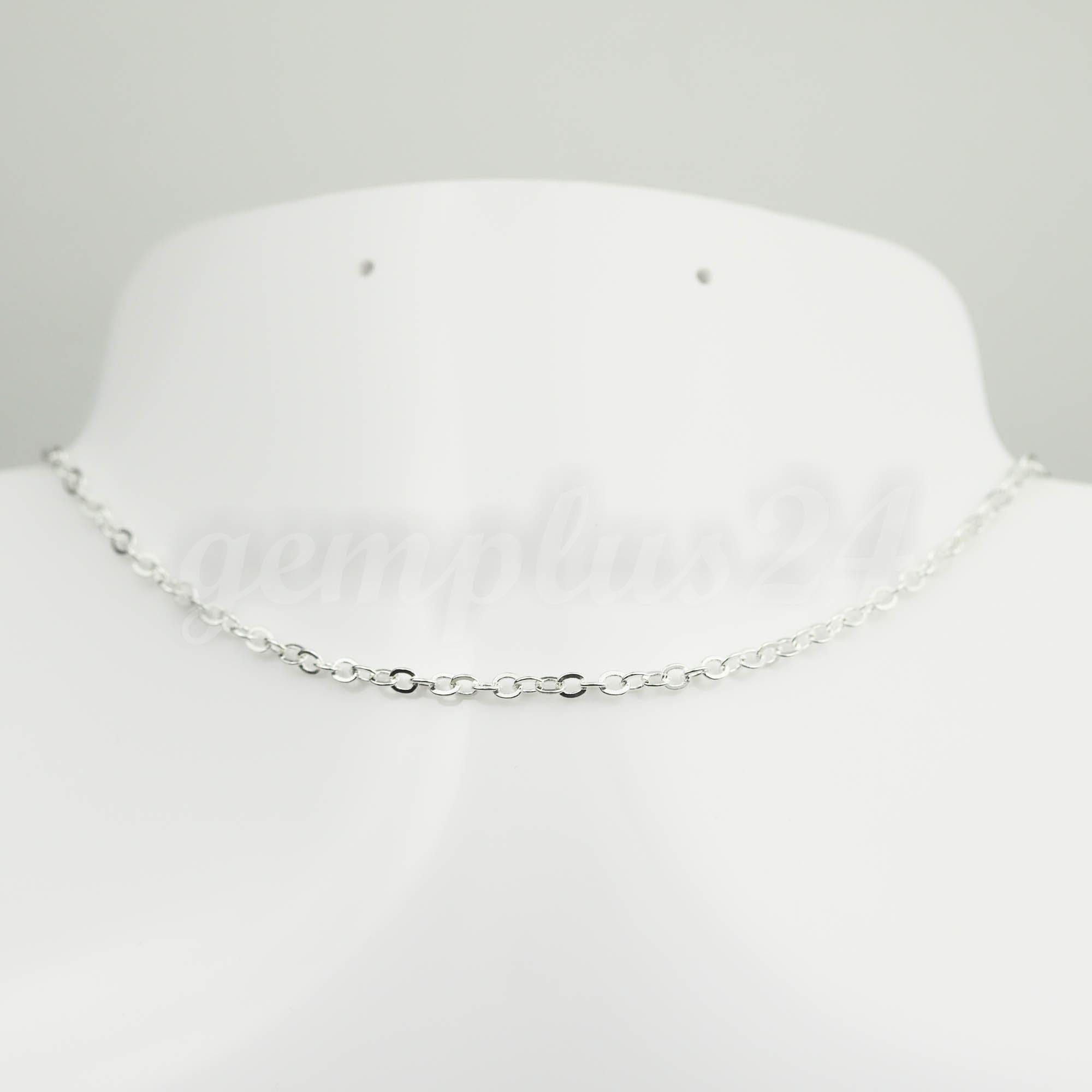 Argento sterling .925 1.2 mm cavo piatto Rolo catena collana con chiusura a molla 40,6 cm