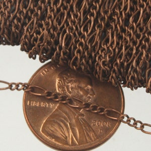 Antique Copper Figaro Chain Bulk, 32 ft. Spool of SOLDERED Chain Facet Sturdy figaro chain 1.8mm - Necklace Bracelet - 1.8FIGARO