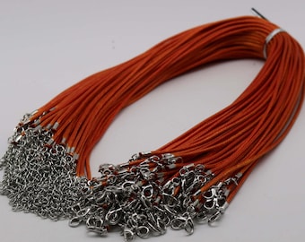 1/5/10/25/50/100pcs 1.5mm/2.0mm 18-20 inch adjustable compressed cotton quality necklace cord - Orange