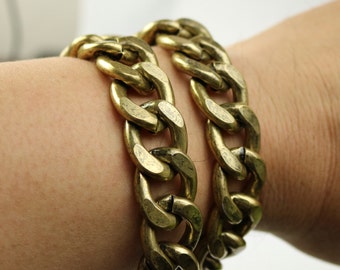 12 inch Aluminum Chain Curb Chain Big CHUNKY - Antique Brass - 22x18.5mm 5mm thickness Unsoldered Link