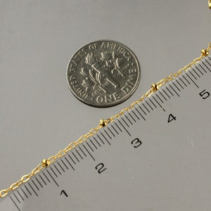 10 ft Gold Plated Satellite Chain Flat BALL Chain 2.4x1.7mm SOLDERED link Tiny Small Ball Flat Cable Chain 2417SAT image 5