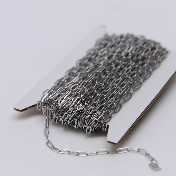 Stainless Steel RECTANGLE Fashion Flat Chunky chain, 3/10/30/50/100 feet of Surgical SOLDERED Sturdy - 2.5x6.4mm Link - STREC2564