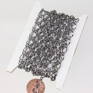 Gunmetal Chain Bulk Chain, 10 ft Spool of Gunmetal Wholesale Big Hammered Curb Necklace Chain - 5x8mm SOLDERED Link - 58FIGARO