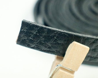 Correa de cuero genuino negro: 3/8 de pulgada, 84" de largo, 7 pies