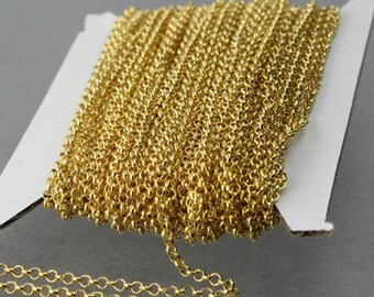2.2mm Unsoldered Gold Plated Rolo Chain: 100ft Iron Wholesale Spool - 2.2ROLO