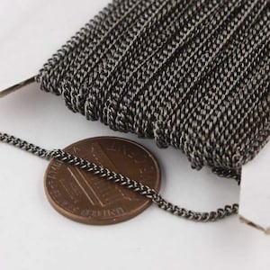 Gunmetal Finish Curb Chain Sample Set: 1.6mm Soldered Link Copper Plated Fill, Jumprings & Lobster Clasps 3 feet