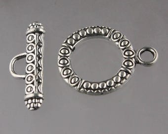 20 set di robuste chiusure a leva con motivo placcato argento antico - Confezione sfusa