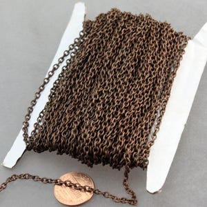 Antique Copper Chain Bulk Chain, 32 ft of Antique Copper Finished Cable Chain - 3.8x2.7mm 0.7mm Unsoldered Link - 3827CA