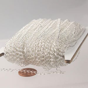 Silver Plated Curb Chain: 4x3mm Soldered Links 32 feet - Bulk Spool