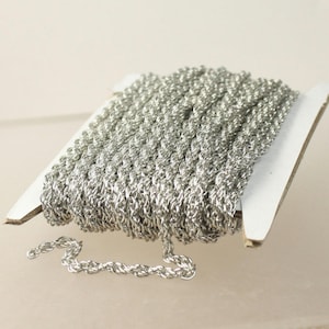 Rhodium Plated BIG Heavy Fashion Rope Chain - 3.5mm Thickness - 35ROPE 32 feet - Bulk Spool