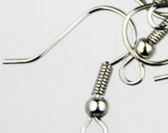 Antique Silver Plated fish Hook with spring and ball Earwire 19X17mm 300 pcs - Wholesale Bulk Lot