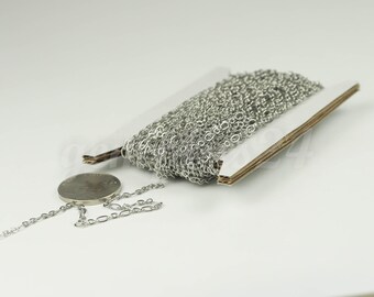 Rhodium Plated Necklace Chain: Soldered Link Long and Short Links - 542LS31 32 feet - Bulk Spool