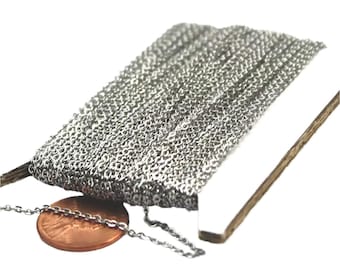 Surgical Stainless Steel Flat Cable Chain: 1.55mm Soldered Link 10 feet