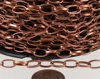 12 Ft. of Antique Copper Chain bulk Chain, Drawn Cable Chain - 9x4.5mm Unsoldered Link- 9045DR
