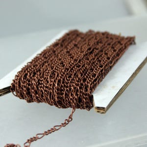 Antique Copper Plated Finish Figaro Chain: Soldered Link Bulk DIY Chain (2.9mm) 32 feet