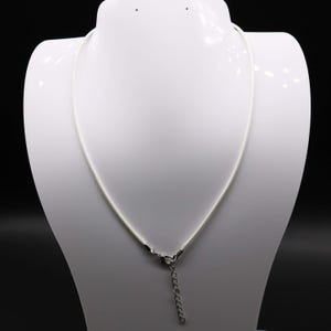 White Cotton Necklace Cord: Adjustable Rhodium Plated Clasp (18 - 20 inch) image 3