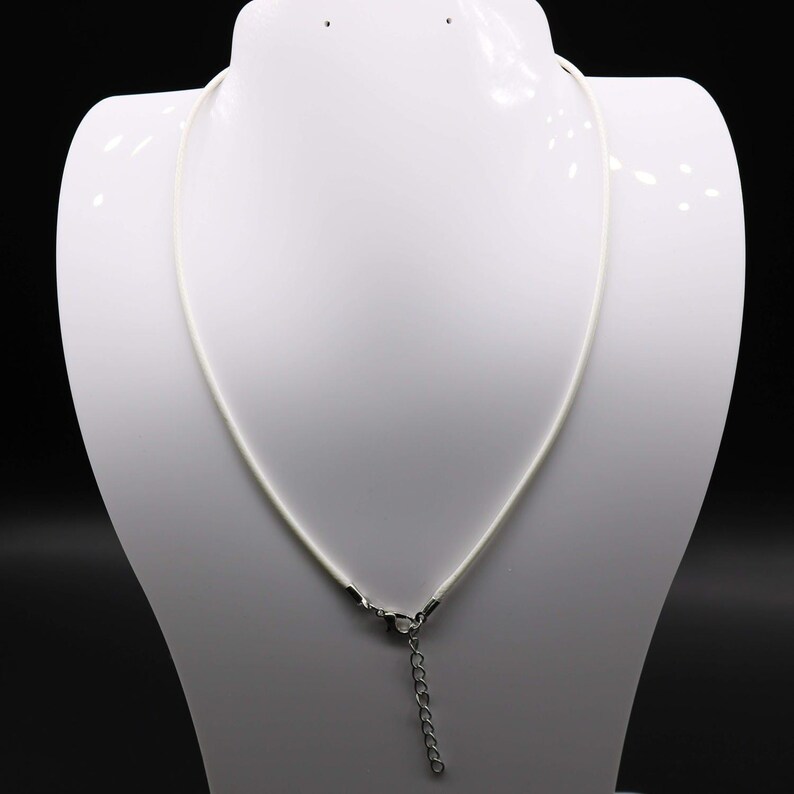 White Cotton Necklace Cord: Adjustable Rhodium Plated Clasp (18 - 20 inch) image 3