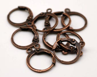 Antique Copper Plated Finish ROUND Leverback Earrings earwire - 12x9mm Brass Earring Lever Back - ELR9 30 pcs - Bulk Pack