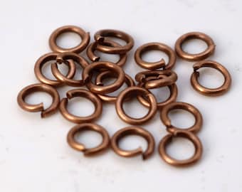 Jump Rings: Antique Copper Plated Finish Open Links (5mm, 18 Gauge, ) 200 Count - Wholesale Bulk Lot