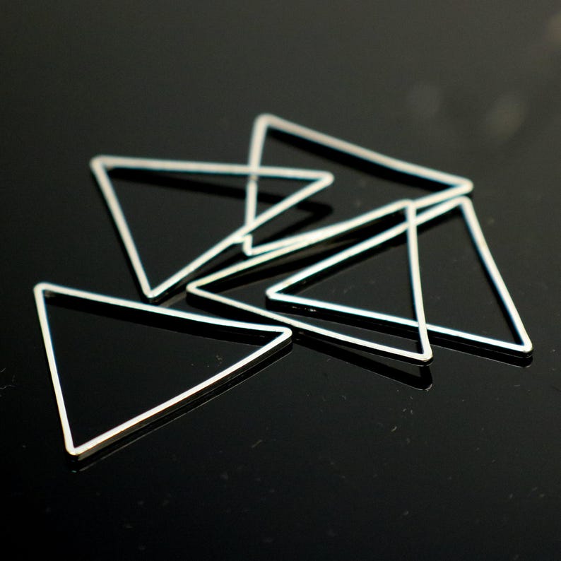 Sterling Silver Plated Brass Triangle Connectors: 29mm Links 15 pcs - Bulk Pack image 2
