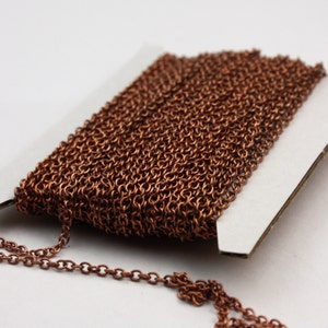 Antique Copper Chain bulk Chain, 100 ft of Round Soldered Chain Cable Chain - 2x2.5mm SOLDERED link - Necklace bulk Wholesale Chain - 225S
