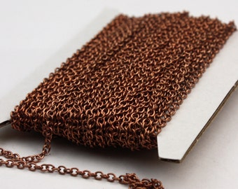 32 feet Antique Copper Chain Round Soldered Chain Cable Chain - 2x2.5mm SOLDERED link - Necklace Wholesale bulk chain - 225S