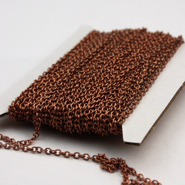 32 feet Antique Copper Chain Round Soldered Chain Cable Chain - 2x2.5mm SOLDERED link - Necklace Wholesale bulk chain - 225S