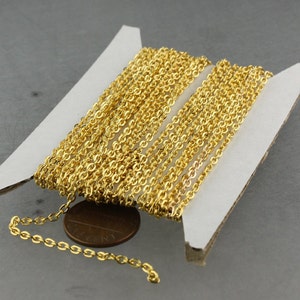 SALE Sale 50 ft spool of Gold Plated Flat Round cable chain 3x2.2mm unsoldered link 322FLAT image 2
