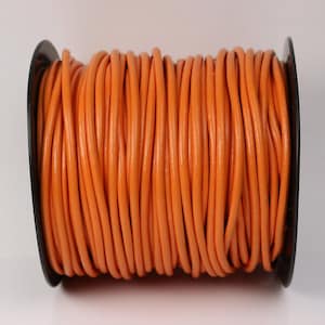 Orange Leather Cord: 3mm Round Genuine Leather 5 feet
