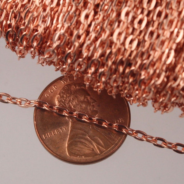 Anti-Tarnishing Bright Copper/Sterling Silver/Pinky Gold/24K Dark Gold Plated Flat Cable Chains - 3x2.2mm unsoldered - ATC322FLAT