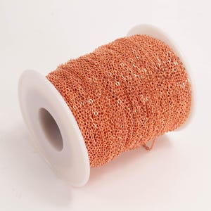 100 Feet Anti Tarnishing Coating Bright Copper Plated Flat Cable Chain 2.4x1.7mm Soldered Links - Professional Jewelry Making ATC2417F