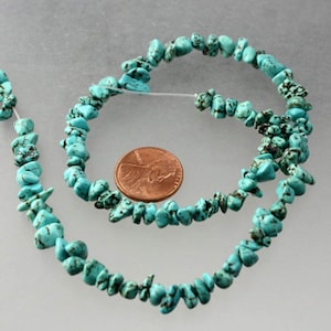 16 inches strand of howlite Turquoise nugget chips irregular beads about 4x6mm