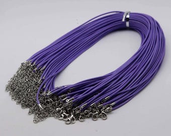 2.0mm 18 - 20 inch Adjustable compressed cotton quality necklace cord - Purple 50 pcs - Bulk Pack
