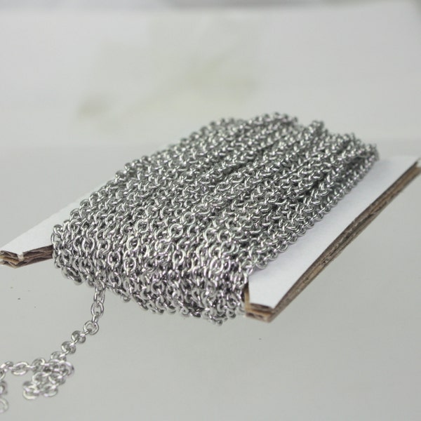 32 ft. of Rhodium Plated SOLDERED Thick Fancy Cable Chain - 3x3.5mm 21G Thickness Wire SOLDERED Link -  335S