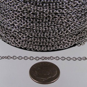 30 feet Stainless Steel Small Cable Chain SOLDERED Small Cable Chain - 3x2.2mm SOLDERED - Bulk Chain Necklace Wholesale DIY Jewelry Chain