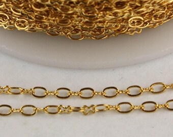 Gold Plated Figure 8 Connector Chain:, 3.0x1.9mm Soldered Link Links 32 feet - Bulk Spool