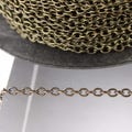 Antique Brass Finish Soldered Link Cable Chain: Bulk, 3.2x2.8mm 10 feet